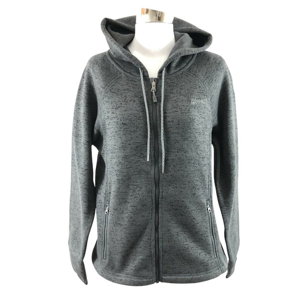 Gramicci Womens Wine Down Hoodie Jacket Full Zip Pockets Recycled Poly Gray L